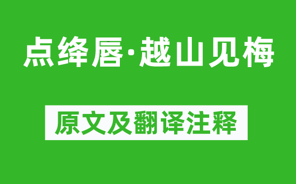 吳文英《點絳唇·越山見梅》原文及翻譯注釋,詩意解釋