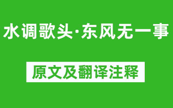 張惠言《水調歌頭·東風無一事》原文及翻譯注釋,詩意解釋