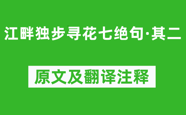 杜甫《江畔獨(dú)步尋花七絕句·其二》原文及翻譯注釋,詩意解釋