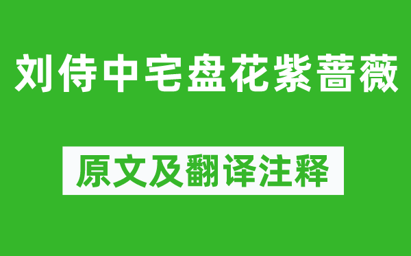 章孝標《劉侍中宅盤花紫薔薇》原文及翻譯注釋,詩意解釋