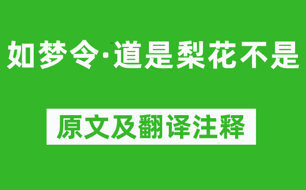 嚴蕊《如夢令·道是梨花不是》原文及翻譯注釋,詩意解釋