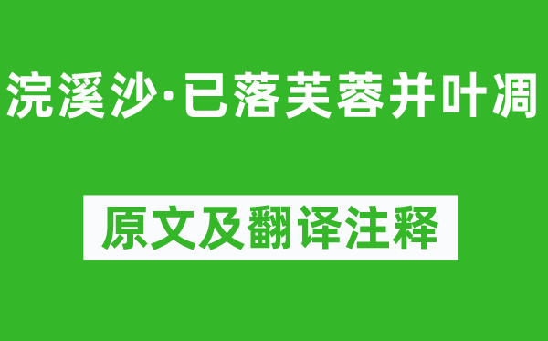 王國維《浣溪沙·已落芙蓉并葉凋》原文及翻譯注釋,詩意解釋