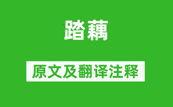 蘇轍《踏藕》原文及翻譯注釋,詩意解釋