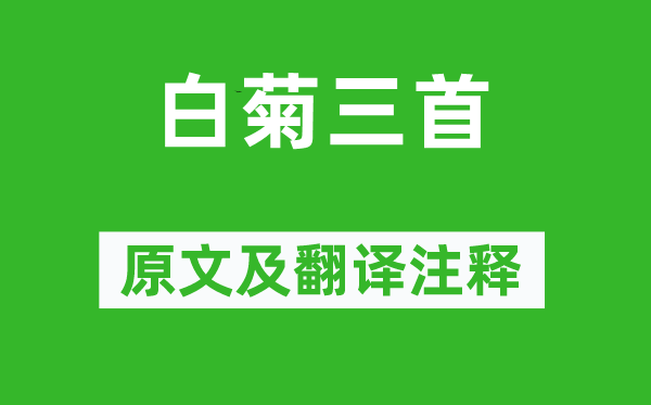 司空圖《白菊三首》原文及翻譯注釋,詩意解釋