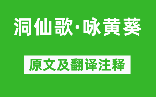 納蘭性德《洞仙歌·詠黃葵》原文及翻譯注釋,詩意解釋