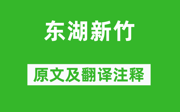 陸游《東湖新竹》原文及翻譯注釋,詩意解釋