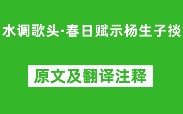 張惠言《水調歌頭·春日賦示楊生子掞》原文及翻譯注釋,詩意解釋