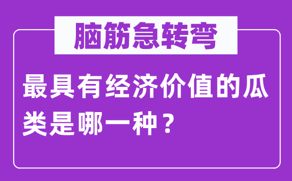 腦筋急轉彎：最具有經濟價值的瓜類是哪一種？