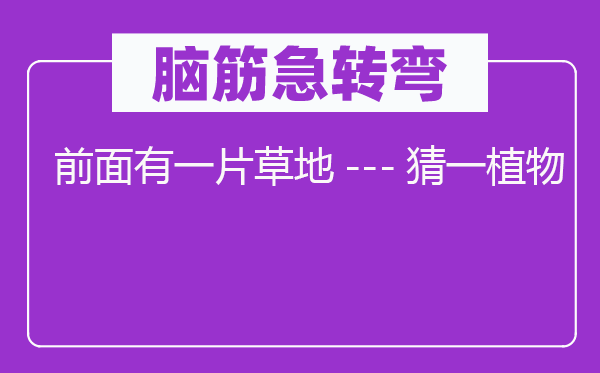 腦筋急轉彎：前面有一片草地---猜一植物