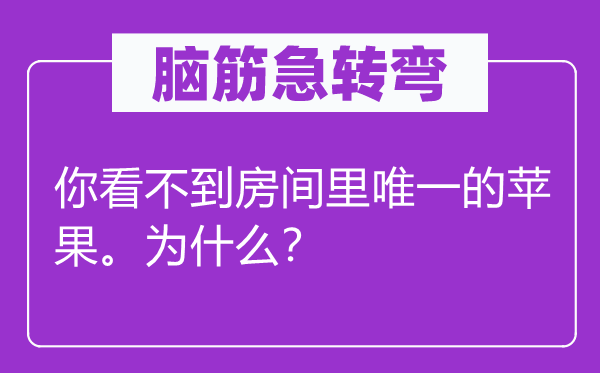 腦筋急轉彎：你看不到房間里唯一的蘋果。為什么？