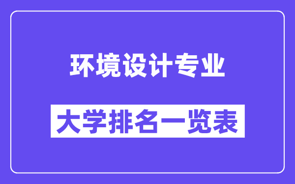 全國環(huán)境設(shè)計(jì)專業(yè)大學(xué)排名一覽表（最新排行榜）