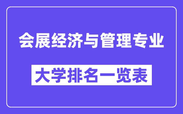 全國會展經濟與管理專業大學排名一覽表（最新排行榜）