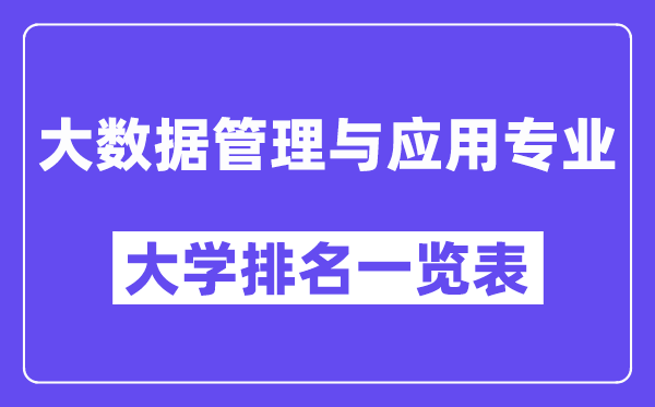 全國(guó)大數(shù)據(jù)管理與應(yīng)用專業(yè)大學(xué)排名一覽表（最新排行榜）