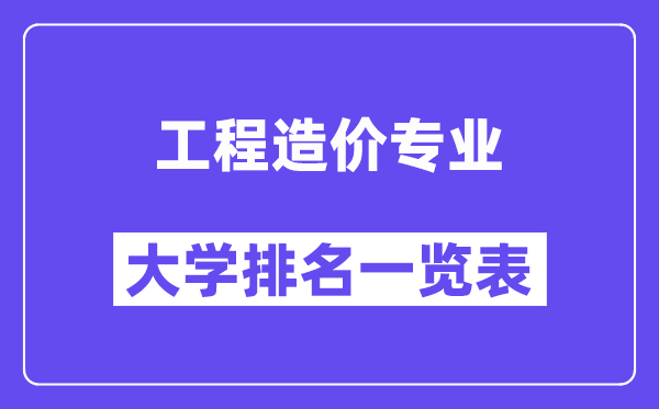 全國(guó)工程造價(jià)專業(yè)大學(xué)排名一覽表（最新排行榜）