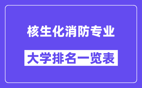 全國核生化消防專業大學排名一覽表（最新排行榜）