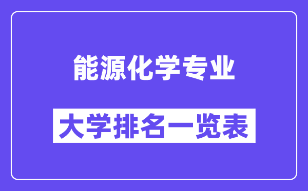 全國能源化學專業大學排名一覽表（最新排行榜）