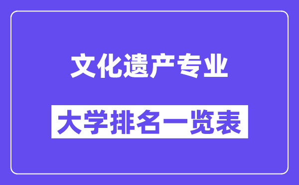 全國文化遺產專業大學排名一覽表（最新排行榜）