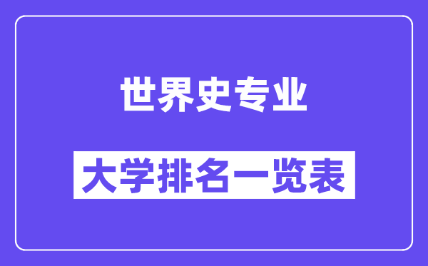 全國世界史專業(yè)大學排名一覽表（最新排行榜）