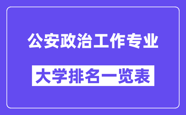 全國公安政治工作專業(yè)大學(xué)排名一覽表（最新排行榜）