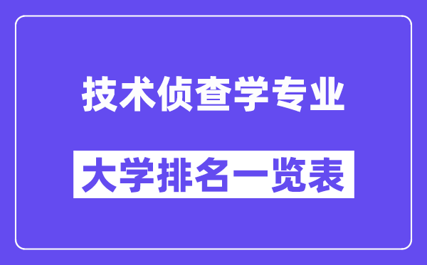 全國技術(shù)偵查學(xué)專業(yè)大學(xué)排名一覽表（最新排行榜）