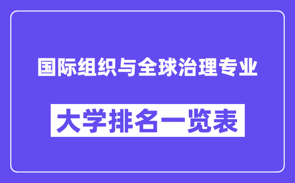 全國國際組織與全球治理專業大學排名一覽表（最新排行榜）