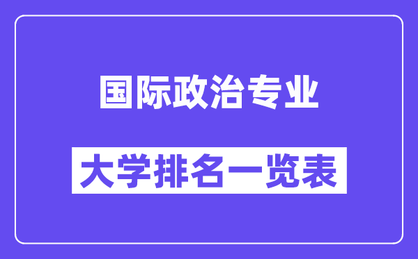 全國國際政治專業(yè)大學(xué)排名一覽表（最新排行榜）