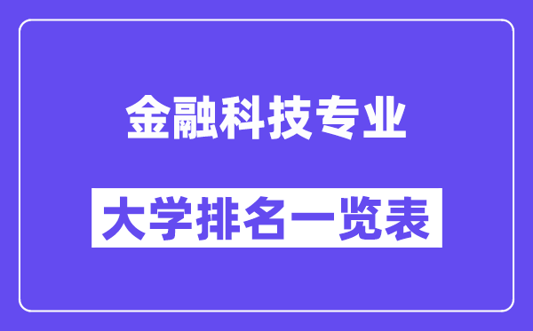 全國金融科技專業大學排名一覽表（最新排行榜）