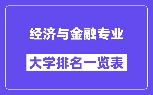 全國經濟與金融專業大學排名一覽表（最新排行榜）