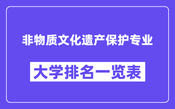 全國非物質(zhì)文化遺產(chǎn)保護(hù)專業(yè)大學(xué)排名一覽表（最新排行榜）