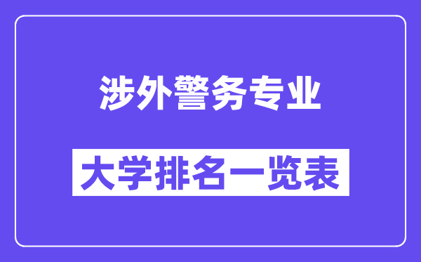 全國涉外警務專業(yè)大學排名一覽表（最新排行榜）