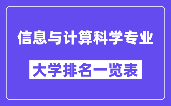 全國信息與計算科學專業大學排名一覽表（最新排行榜）