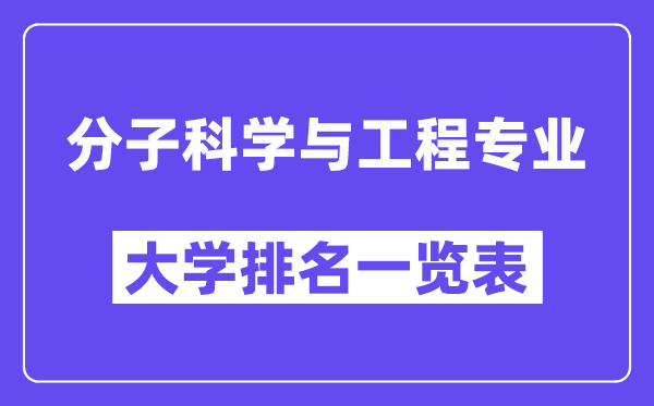 全國分子科學與工程專業大學排名一覽表（最新排行榜）