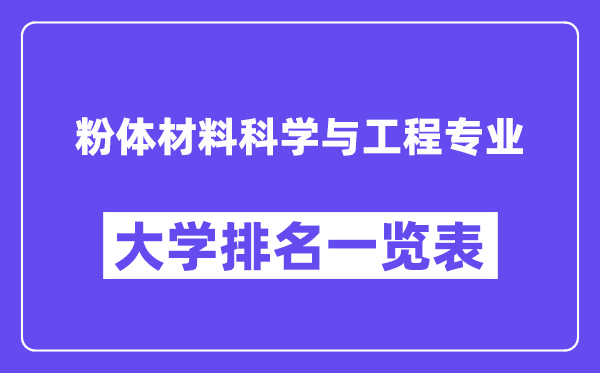 全國(guó)粉體材料科學(xué)與工程專業(yè)大學(xué)排名一覽表（最新排行榜）