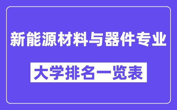 全國新能源材料與器件專業大學排名一覽表（最新排行榜）