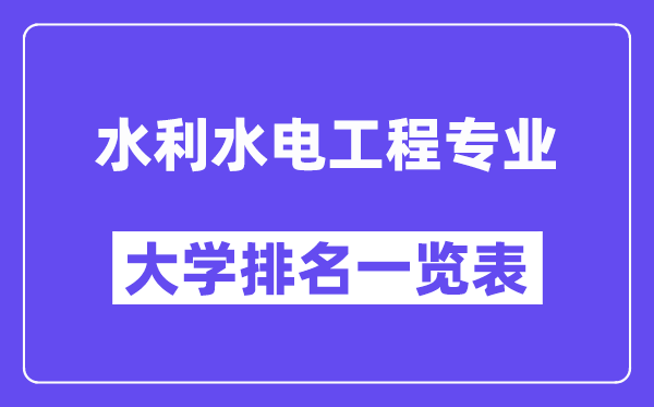 全國水利水電工程專業大學排名一覽表（最新排行榜）