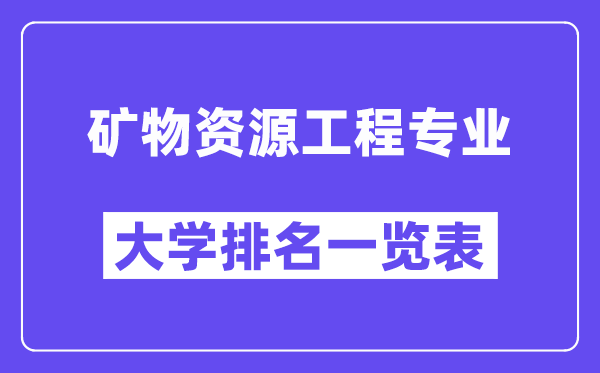 全國礦物資源工程專業大學排名一覽表（最新排行榜）