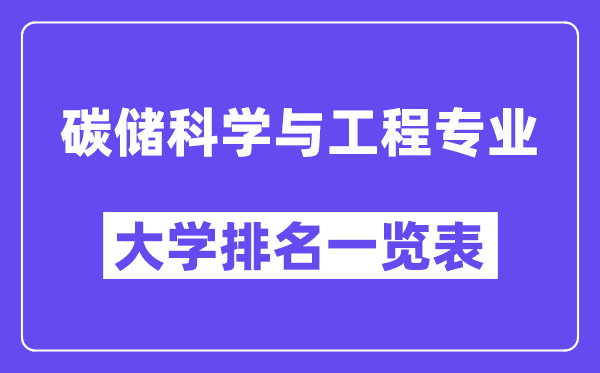 全國碳儲科學與工程專業大學排名一覽表（最新排行榜）