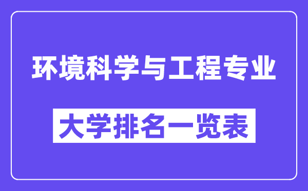 全國環境科學與工程專業大學排名一覽表（最新排行榜）