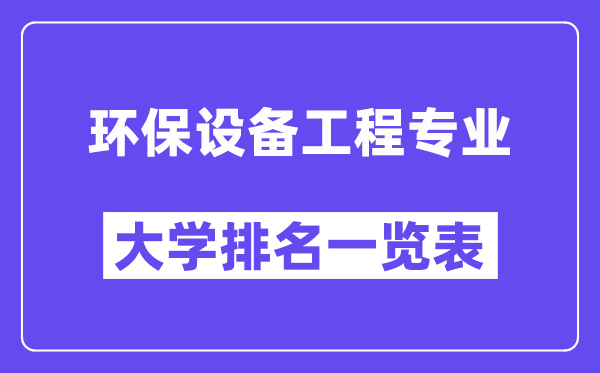 全國環保設備工程專業大學排名一覽表（最新排行榜）