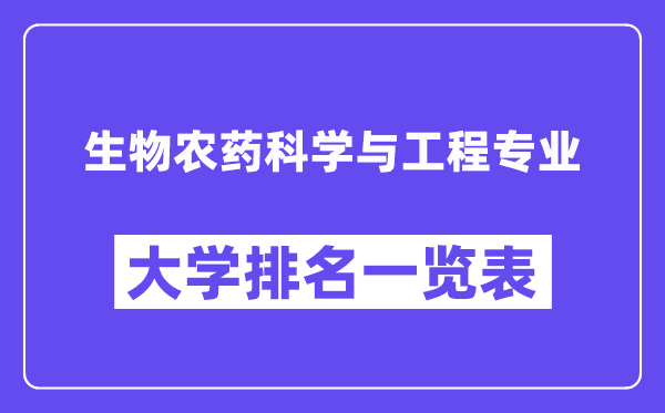 全國生物農藥科學與工程專業大學排名一覽表（最新排行榜）