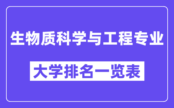 全國生物質科學與工程專業大學排名一覽表（最新排行榜）